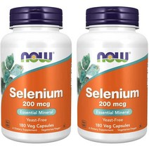 나우푸드 셀레늄 200mcg 미네랄보충 180캡슐 2팩, 2개, 180정