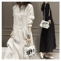 해외직구 랄프랄프샵 일자버튼 여성스런 루즈핏 린넨 원피스