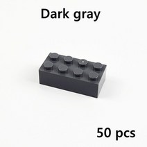 롱브릭타일 접착식파벽돌 파벽돌 DIY 빌딩 블록 2X4 도트 두꺼운 벽돌 50pcs 9 색 교육 크리 에이 티브 대, 06 dark gray