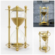 YOLOMAM 골드메탈 인테리어 모래시계 30분 골드 책장꾸미기 유리시계