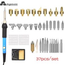 우드버닝기 전기 납땜 인두 키트 목재 버닝 펜 조각 파이로그래피 도구 60W 110V 220V, 02 37pcs set