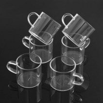 손잡이있는 투명 내열유리찻잔 120ml 6개 다도구 티컵