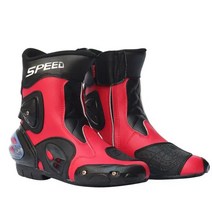 New2023 새로운 패션 가죽 오토바이 부츠 프로 바이커 스피드 레이싱 부츠 모토 크로스 부츠 드롭 저항, a004 레드, 8