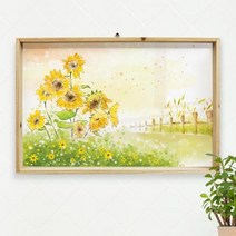 [천삼백케이] [꾸밈] th542-우드프레임액자해바라기수채화(대형)