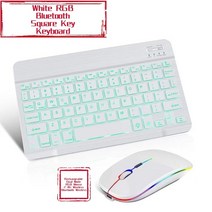 블루투스 키보드 및 마우스 충전식 무선 한국어 백라이트 iPad 안 드 로이드 IOS Windows 태블릿 노트북, Thai layout, white square