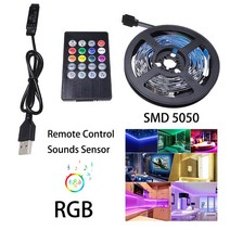 LED 네온플렉스 줄조명 LED 스트립 조명 2835 5050 USB 블루투스 유연한 램프 테이프 3 키 사운드 센서 R, 03 Music IR Control_02 2M