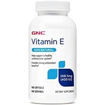 GNC 비타민 E 400IU 268mg 토코페롤 180캡슐, 1개, 단품