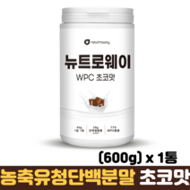 단백질쉐이크 WPC 농축유청단백분말 BCAA 아미노산 류신 운동 근육 프로틴파우더 대용량, 1통, 단백질보충제 초코맛 600g
