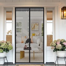 자석식 미세 방충문 망 자석식 환기 커튼형 디자인 자석 방충망문 현관 방충문 베란다 사용, 1, 블랙D