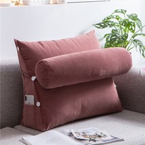 1인 소파 베드 쿠션 탈부착 세탁 가능 사무실 침대 쿠션 북유럽 삼각 등받이 허리 보호 다다미, 연한팥앙금머리베개조절가능,탈부착세탁가능, 미디엄사이즈:45길이x45높이x22두께cm
