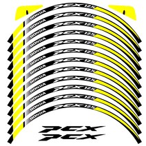 라이더무드 혼다 PCX125 리플렉티브 휠 스티커 빛 반사 튜닝 타이어 반사 데칼 필름 DIY 방수, 21년식이상 아웃라인 골드