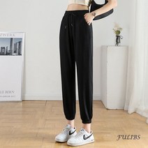 FULIBS여 여름 슬림핏 조거 팬츠 키 작은 9부 캐주얼 슬림핏 드라이 팬츠