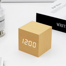 걸스코코 LED 우드큐브 시계 탁상시계 미니 사각시계, 우드