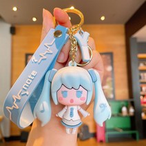 iSeriseKeyring 초음소녀 캐릭터 키링 커플용 선물용 자동차 가방 키홀더 키링, 3#스카이블루