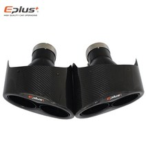 eplus 통합 자동차 탄소 섬유 광택 머플러 팁 y 모양 이중 출구 범용 스테인레스 스틸 블랙 배기 파이프 노즐 ak, 왼쪽 60MM