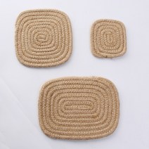 핸드메이드 면실 짜임 사각 컵받침 두꺼운 미끄럼방지 티컵 커피받침 데임방지 단열매트 식기 식탁받침, 황마색, 스퀘어 16cm