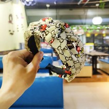 KORELAN한국 동대문 만화 미키마우스 와이드 사이드 매듭 머리띠 압발 악세사리 공장 직매