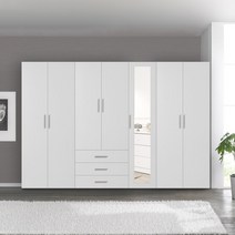 솜씨방 엣지 2800 장롱세트 ( 옷장+서랍옷장+틈새옷장+이불장 ), 03_옷장+서랍옷장+틈새옷장(선반장형)+이불장, 거울 O, 화이트