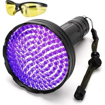 UV 손전등 블랙 라이트 슈퍼 브라이트 128 LED 395nm 자외선 손전등 개 고양이 용 애완 동물 소변 감지기 라이트 전갈 사냥을위한 안전 안경이있는 UV 라이트, 손전등 + 고글 세트