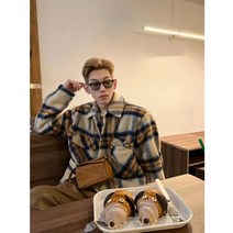 남성 코트 메이드 체크 트렌치 맥 롱코트 무스탕 남자 핸드 반 숏 울 숲