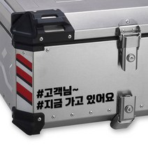 LINE CUT 오토바이 알루미늄 탑박스 배달통 문구스티커 데칼 BDT-0006, L, 빨강유광