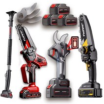 충전 전동 전지 가위 80mm 8인치전기톱 고출력 장대 가지치기 배터리 자동, D형-가위날1+2/배터리3/가위연장대