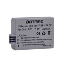 Batmax 1500mAh LP E5 LPE5 배터리 Canon EOS Rebel XS T1i XSi 1000D 500D 450D L10, 1 battery