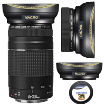 캐논 렌즈 DSLR WIDE ANGLE + MACRO LENS FOR Canon EF 75-300mm f/4-5.6 III Lens EOS Rebel T5 T7