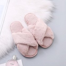 털신발 2022 새로운 디자인 여성 겨울 집 모피 슬리퍼 여성 크로스 솜털 모피 홈