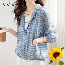나바바 NC071 여성 산뜻 라이트 패턴 얇은 긴팔 후드 집업