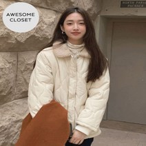 어썸클로젯 하티 양털 카라 퀼팅 경량 점퍼