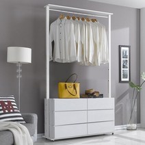 아름이와다움이 아이린 3단서랍형 스틸 드레스룸행거 1200, 화이트