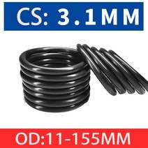 고압세척기 휴대용 스팀 세차기 부품 노즐 100-10pcsBlack O 링 개스킷 CS3.1mm OD10 ~ 220mm NBR 자동차, 50 OD60mm (30pcs)_01 3.1mm