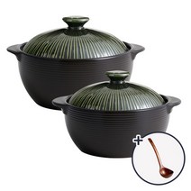 리한 라인팟 무균열 뚝배기 2종세트(16cm+18cm) 그린 + 국자, 단품없음
