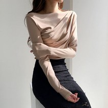 20TS0022_국내제작! 보트넥 드레이프 셔링 긴팔 티셔츠