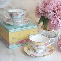 프렌치 로즈 커피잔2인 세트 .오리엔탈무드, 블루