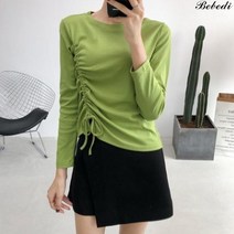 간지난다 여성용 언다인 셔링 긴팔티셔츠