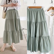 수니베 무지 린넨 캉캉 후레아 에이핏 롱 스커트 빅사이즈 루즈핏 봄 여름 플레어 치마
