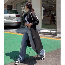 어바웃오버핏롱야상 아우터 스트링 오버핏 빅사이즈 롱기장 체형커버 루즈핏 여성용