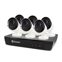 [일본 정규 대리점]SWANN 8CH 4K NVR 시스템 2TB 스포트라이트 없음 네트워크 카메라 LAN 케이블 접속 (6개 세트)