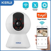 농막 업소용 강아지 가정집 현관문 움직이는 CCTV kerui 1080p 3mp tuya smart mini wifi ip 카메라 실내 무선 보안 홈 감시 카메라 2mp, 영국 플러그, 128GB 카드로 3mp