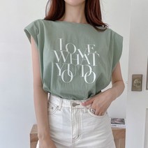 플러리싱 / 레터링 어깨패드 나시 티셔츠플러리싱