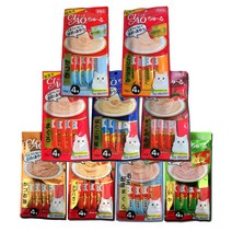 이나바 챠오츄르 고양이간식 10종 14g x4p 10개 묶음 모음, 차오츄르 캣 가다랑어14gx4p 10개