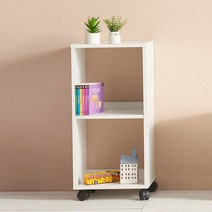 H6312 2단 2칸 바퀴형 심플책장 1color(착불), 화이트