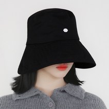 라핑 구르미 자수 코튼 벙거지 와이드 챙 오버핏 버킷햇