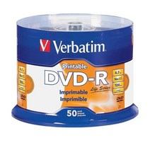 버바팀 DVD-R 와이드 프린터블 50P CAKE 16배속 4.7GB 50장 공DVD, 버바팀 DVD-R 16X 프린터블 50P