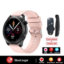 비침습 혈당 측정 스마트워치 남녀공용 혈당 워치 건강 모니터 ECG PPG 압력 방수 스포츠 스마트워치, 10=pinksiliconeECG