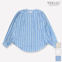 WHO.A.U 7부 여리 린넨 블라우스_WHYA92403F