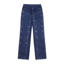 와이프로젝트 남여공용 클래식 버튼 패널 데님 팬츠 (JEAN32-S23 NAVY) 네이비