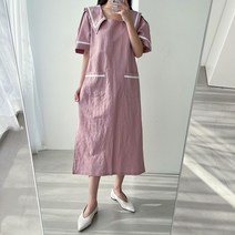 핑크 린넨 퍼프 원피스 꾸안꾸 편한 원피스